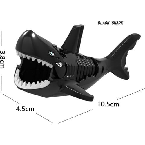 Black Shark Building Blocks Brick Horse Crocodile Gorilla Tiger Kids Toys Animal Lockings Figures Assemble