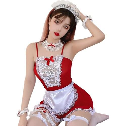 JIMIKO cute Japanese maid see-through lace uniform seduction Erotic Serve Costumes cosplay hot lingeries slutty Kawaii outfit