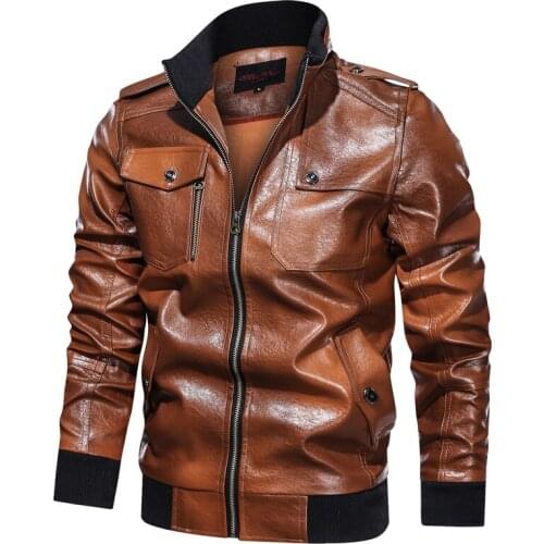 New Arrival Men Casual Autumn PU Jacket Motorcycle-Biker Cool Streetwear Faux Leather Slim Fit Jacket Big Size Zipper 5XL Jacket