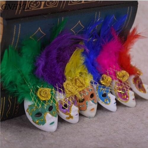HOT Popular Mini Venice Feather Mask Fridge Magnet Italy Souvenirs Ornament Home Decor Gift Package 6 Colors 12pcs/lot Cosplay