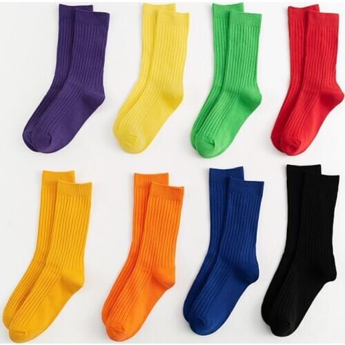 Men Fashions Crew neon socks Womens Pure Color Fluorescent Color Harajuku Popular Happy Socks Skateboard Street Hip-hop Fashion