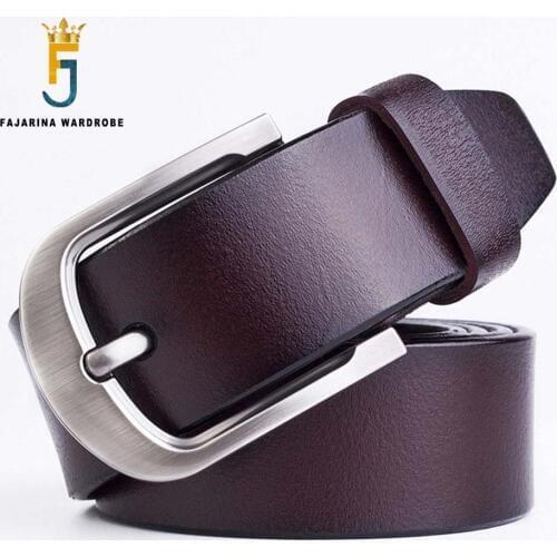 FAJARINA Quality Simple Design Fashion Retro Belts Man Jeans Geunine Leather Clasp Buckle Metal Belts for Men 38cm Wide N17FJ113