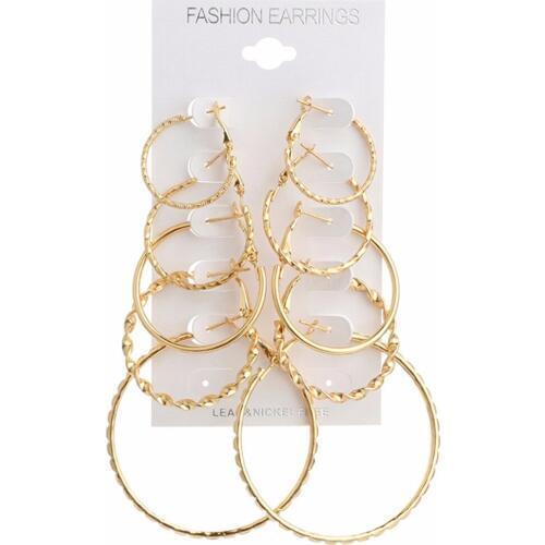 5 Pairs Big Round Circle Hoop Earring Set For Women Simple Jewelry Boucle d'oreille Femme Bijoux Charming Loop Earrings