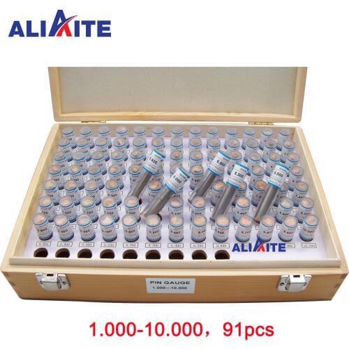 Pin gauge set 1.000-10.000(step: 0.01,91pcs) aliaite pin plug gauge set