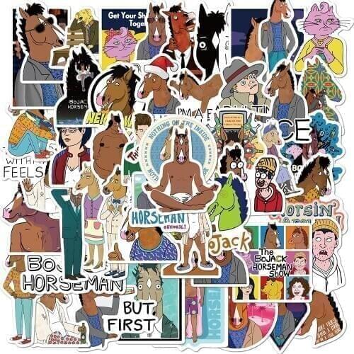 50Pcs/Set BoJack Horseman Cartoon Stickers Waterproof Vinyl Decal for Laptop Helmet Bicycle Luggage Guitar Car Stickers Toy Gift
