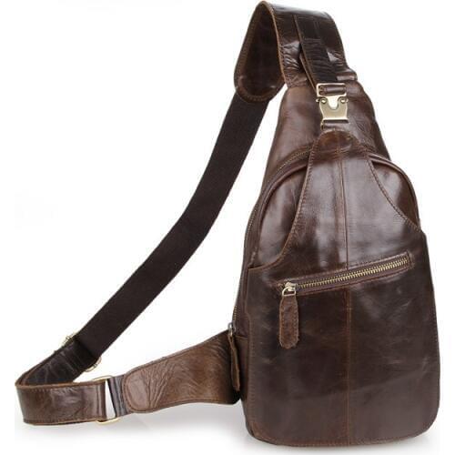 Nesitu Vintage Coffee 100% Guarantee Real Genuine Leather Women Cowhide Men Chest Bag Man Messenger Bags #M2467