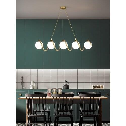Nordic LED Chandelier Lighting For Dining Room Kitchen Creative Restaurant Simple Copper Fixtures Bar Island Office Hanging Lamp