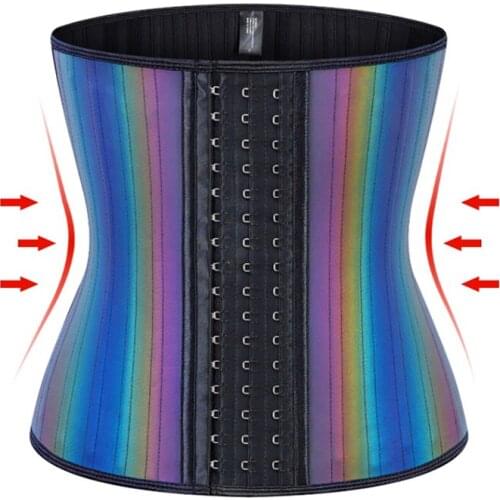 New Rainbow Waist Trainer Latex 25 Steel Boned Colorful Slimming Belt Body Shaper Sexy Body Shapewear Women Corset Waist Cincher