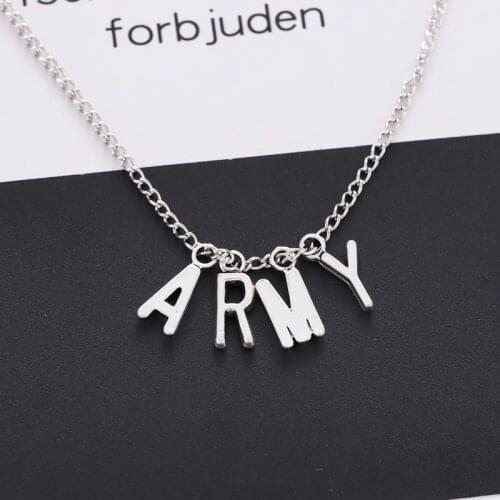 Punk ARMY Pendant Necklace for Woman Minimalist Chains Accessories Fashion Jewelry Gift