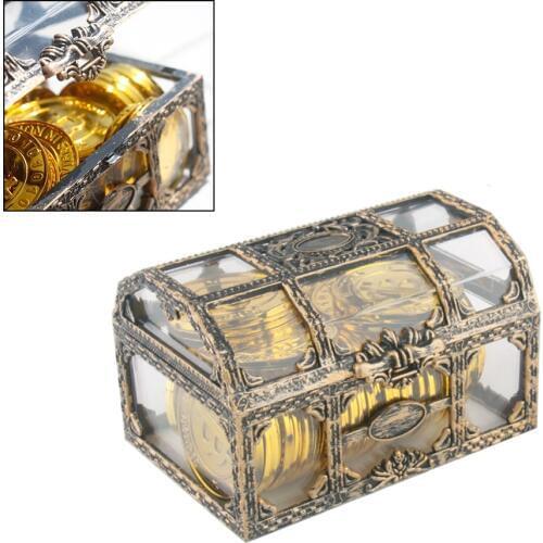 Treasure Box Transparent Plastic Box Treasure Storage Box Pirate Treasure Box for Jewelry Gem Collectibles Crystal