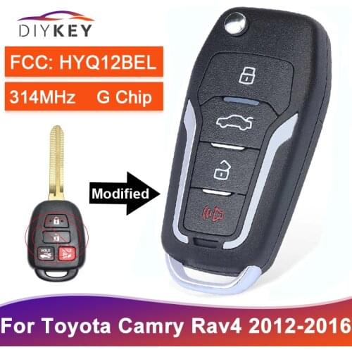 DIYKEY Upgraded HYQ12BDM G Chip 314.4MHz Smart Remote Key HYQ12BEL H Chip for Toyota Camry Corolla 2012-2017 4 Button