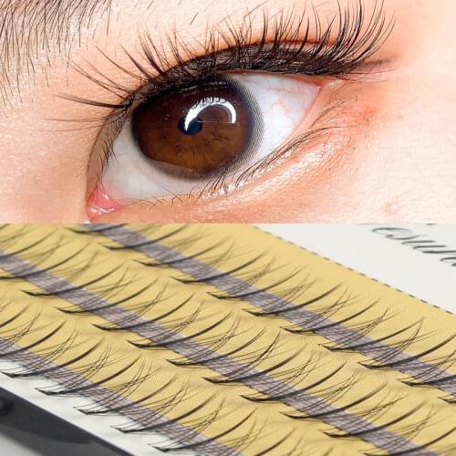 60pc 10D Eyelash Extensions 0.1mm Thickness True Mink Strip Eyelashes Individual Lashes Natural Style 1box Plastic Black Band