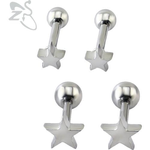 1 Pair Simple Fashion Stainless Steel Ear Studs Small Lovely Star Design Stud Earrings Helix Tragus Cartilage Piercing Jewelry