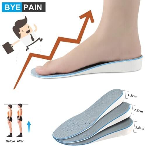 1Pair Height Increase Insoles 1.5/2.5/3.5 Cm Up Arch Support Insoles Shock Absorption Sweat-Absorbent Pads Shoe Accessories