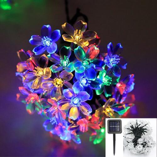 22M 200 LED String light Solar Cherry blossom light Fairy Lights Lotus Outdoor patio Garden Decoration Garland Lamp Christmas