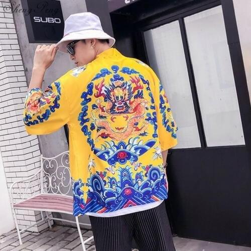 Japanese kimono men cardigan shirt blouse yukata men haori obi clothes samurai clothing male kimono Japan cardigan Q636