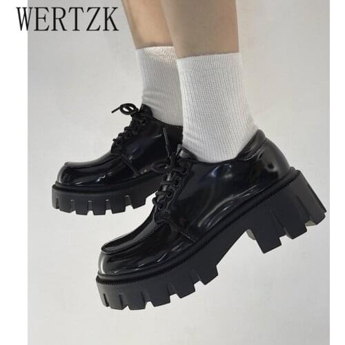 Small Leather Shoes Female 2021 New Wild Thick High Heel Retro Black Work Shoes Spring and Autumn Sponge Cake Low Single Shoes