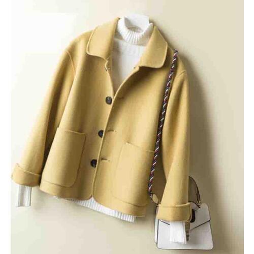 100% Wool Coat Women 2019 Spring Autumn high quality Double-sided Cashmere Jacket Long sleeve Casual plus size Short Coats