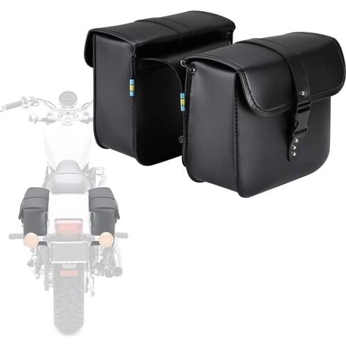 1Pair Motorcycle Storage Bag Motorcycle Side Bag Motorcycle Luggage Bag Leather Bag PU Leather Black Left And Right for Outdoor