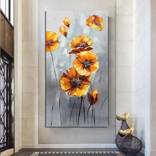 100% Hand Painted Handmade Impression Retro Flower Abstract Oil Painting Home Living Room Decor Artworks Frameless Large