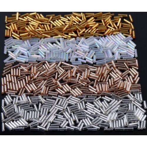 12/0 Multi Size Czech Spacer Glass Tube Bugles Beads For Necklace Bracelets Gold Silver Loose Beads DIY Jewelry Making 10g