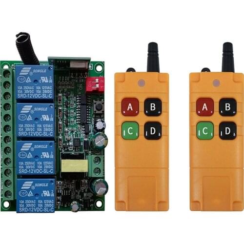 2000m AC110V 220V 230V 4CH Wireless Remote Control LED Light Switch Relay Output Radio RF Transmitter And 433 MHz Receiver