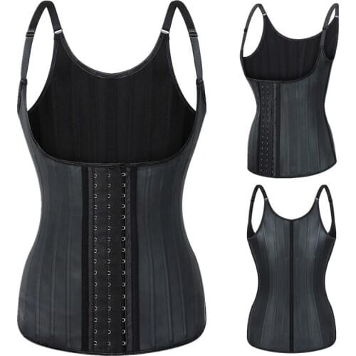 25 Bone Smooth Latex Zipper Vest Steel Bone Adjustable Thin Shoulder Strap Rubber Corset Latexcorset Rubber