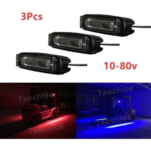 3pcs Blue Red LED Forklift Safety Light Spot Light Warehouse Safe Warning Light,9V-80V Forklift Forktruck Blue Red Danger zone
