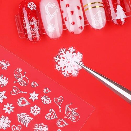 3D Christmas nail sticker decals snowflake sticker sliders for nails art designs manicure acrylic decorations