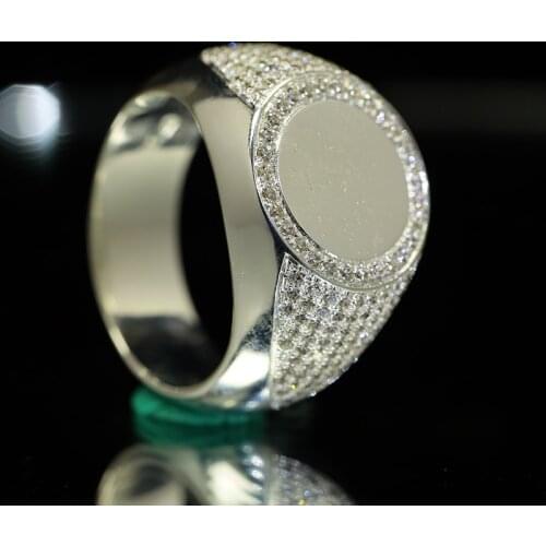 3D Flat Engrave 925 Solid Silver Name Letter Logo Zricon Ring For Men Custom Lette Round Bling Ring Signet Rings Daddy Gifts