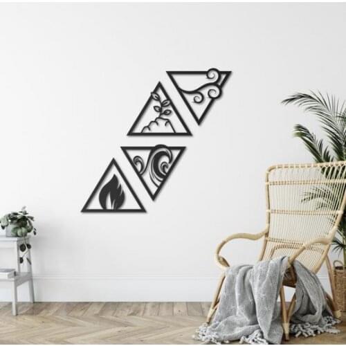 4 Element Set of Four Wooden Wall Decor Set Decorative Writing Laser Cut MDF Modern Home Decoration Stylish Living Room