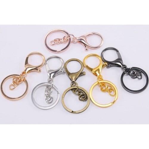 5PCs Swivel Key Chain Diy Lobster Clasp Metal Key Ring Bag Hook 30mm Silver Splits Gold