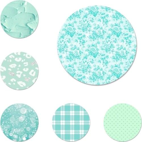 58mm Simple little fresh mint green Pattern Icons Pins Badge Decoration Brooches Metal Badges For Backpack Decoration