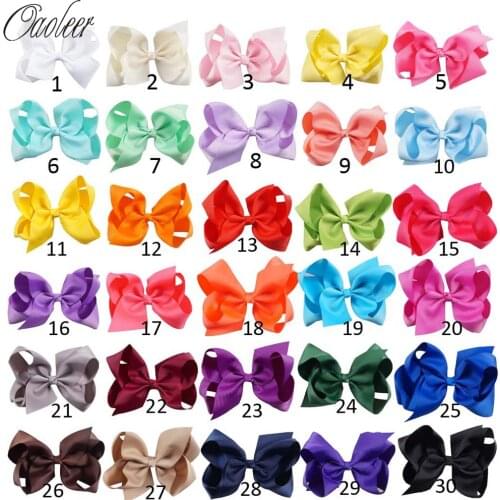 6 Inch Solid Hair Bow With Clip For Girl,Boutique Ribbon Hair Bow For Kids Classic Handmade Hair Accessories 30pcs/lot