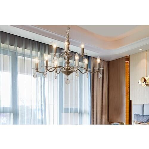 American country chandelier restaurant silver bronze simple creative personality lamps bedroom crystal lamp