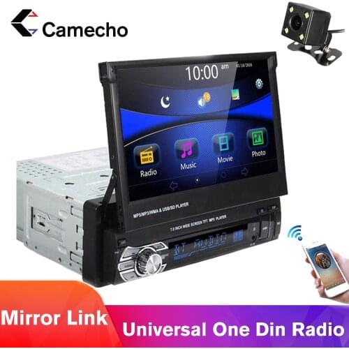 Camecho 1 din Car radio GPS Navigation Multimedia MP5 Player audio stereo Bluetooth 7" HD Retractable Autoradio For Universal