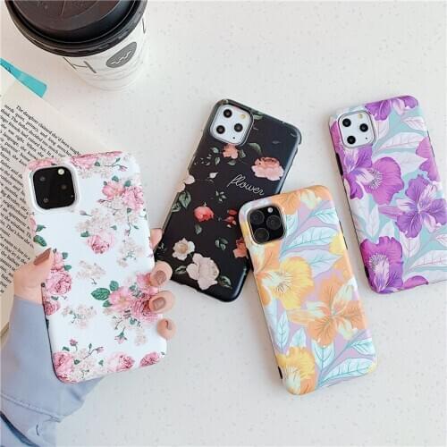 Beautiful Retro Flower And Banana Leaf Phone Case For iPhone 10 11 12 Mini Pro XS MAX 7 8 Plus XR SE20 Soft IMD Back Cover Coque