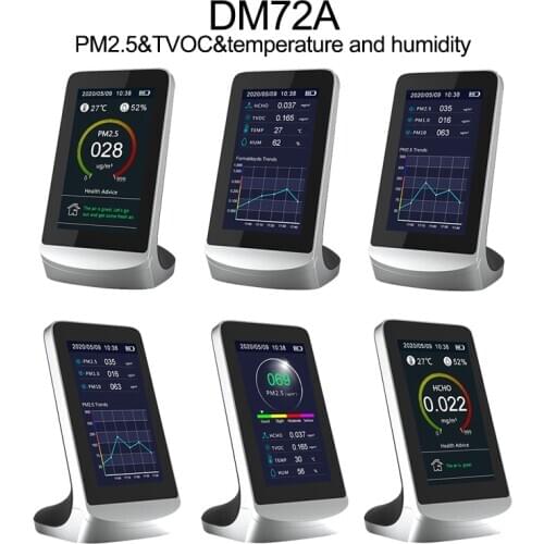 4.3 Inch Display CO2 Carbon Dioxide Meter Air Quality Monitor Formaldehyde Detector PM2.5 TVOC Meter Thermometer Hygrometer