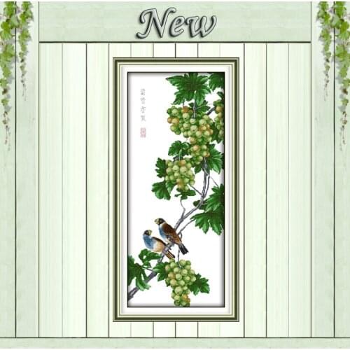 Grape and birds home decor painting counted printed on canvas DMC 11CT 14CT Chinese Cross Stitch kits embroidery needlework Sets