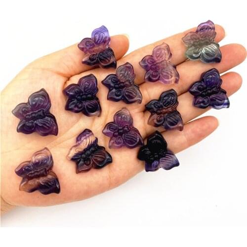 Beautiful 1pcs Natural Rainbow Colorful Fluorite Hand-carved Figurine Animal Butterfly Home Decoration Healing Crystals