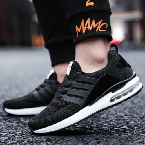 Flarut Men Tennis Shoes Air Cushion Lace Up Men Sport Shoes Breathable Mesh Sneakers Black Tenis Hombre Trainers Athletic Shoes