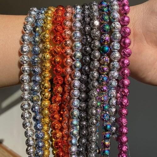 4 6 8 10mm Natural Stone Multicolor Volcanic Rock Lava Beads Round Loose Beads For Jewelry Making Diy Charms Bracelet Supplies