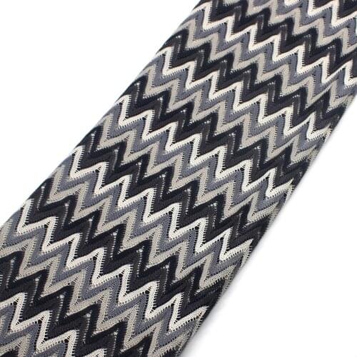 Zig Zag Knitting Lace Fabrics White Black 1 Meter For Dress Wave Striped Crochet Mesh Fabrics Diy Garment 150CM Wide