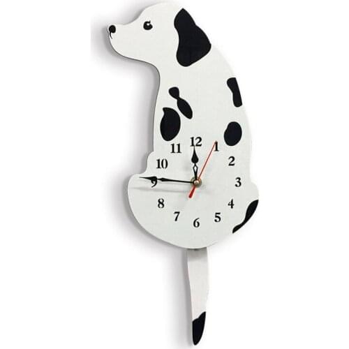 Cute Wagging Tail Cat Dog Design Wall Clock Kids Bedroom Wall Decoration Unique Gift Creative Cartoon Mute DIY Wall Clocks
