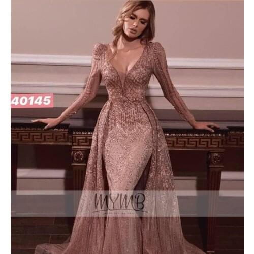 Trendy Stunning Muslim Evening Gown Pink V Neck Lace Embriodered Long Sleeve Mermaid Mother Of The Bride Dresses Plus Size 18