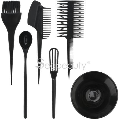Segbeauty 6pcs Hair Color Mixing Kits with Bowls Hair Highlighting Set Hair Dyeing Tint Brush Comb Bowl Whisk Hair Dye Tool