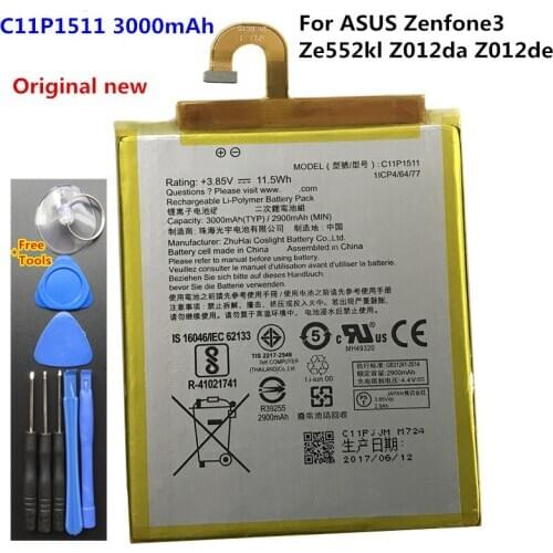 New Original Real 3000mAh C11P1511 Battery For ASUS Zenfone3 Ze552kl Z012da Z012de Battery