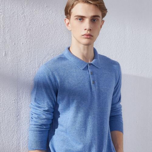 Winter & Autumn Soft Sweaters for man Clothes 100% Cashmere Knit Polo-Neck Pullovers 7Colors Men Jumpers