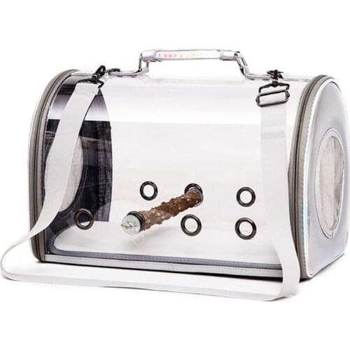 Bird Carrier with Stand Perch Portable Bird Travel Cage Breathable Parrot Transport Travel Bag Go Out Backpack for Small Animals