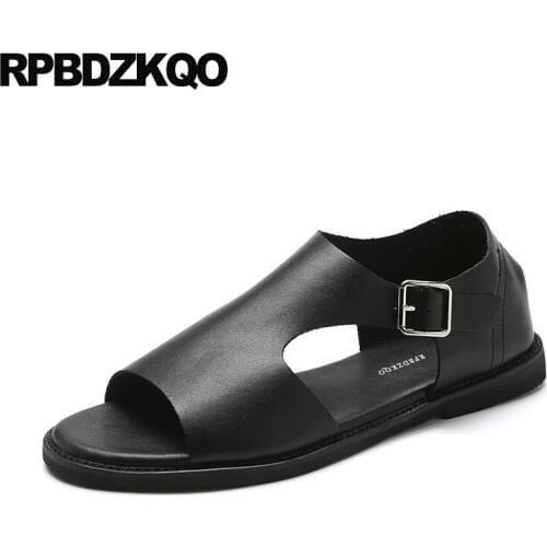Shoes black open toe fashion men sandals leather summer designer famous brand outdoor soft casual water waterproof beach flat
